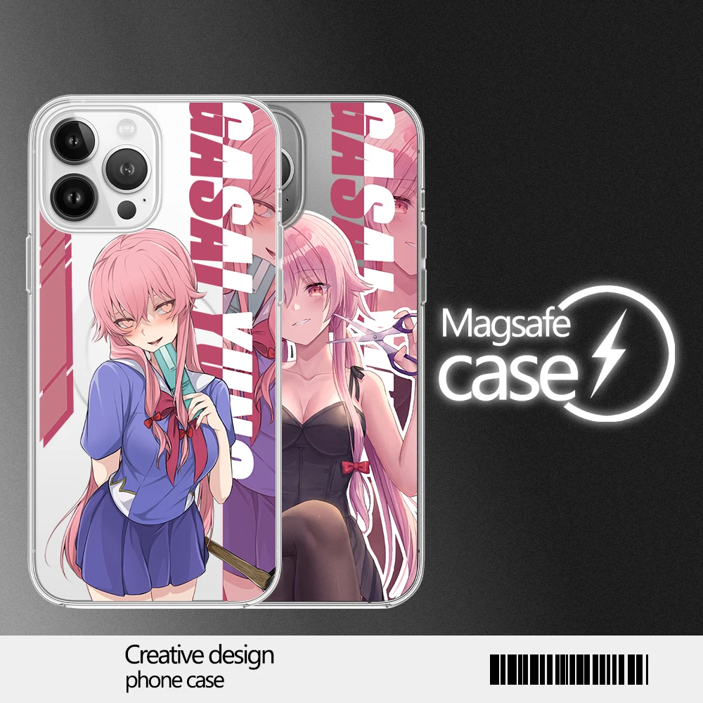 Gasai Yuno Anime Phone Case for iPhone 12 11 13 14 15 16 Max Pro Plus Magsafe Magnetic Wireless Cover