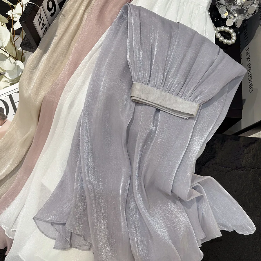 Temperament Pendulum Umbrella Skirt Summer New High-end Tight-fitting Streamer High-waisted A-shaped Skirt