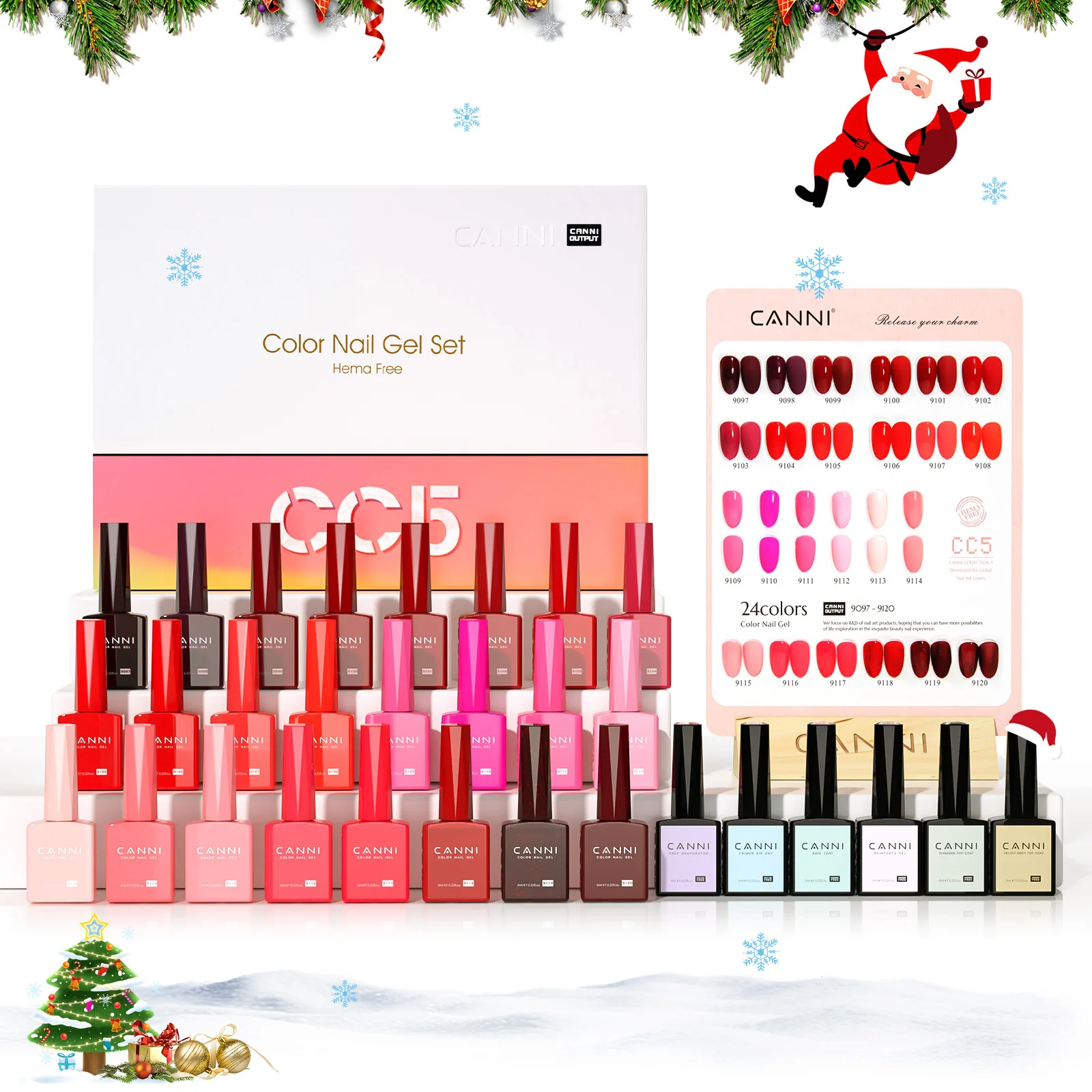 

CANNI 30pcs Nail Gel Polish Kit CC Collection TPO/Hema Free Fall Nails Christmas Gel Varnish Soak Off Semi Permanent Gel Set
