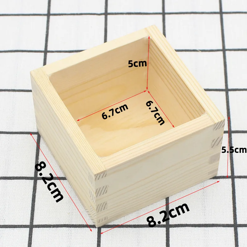 

4Pcs Japanese Style Square Wooden Sake Box Set Traditional Tableware Creative Design Home Restaurant Use Natural Wooden Box