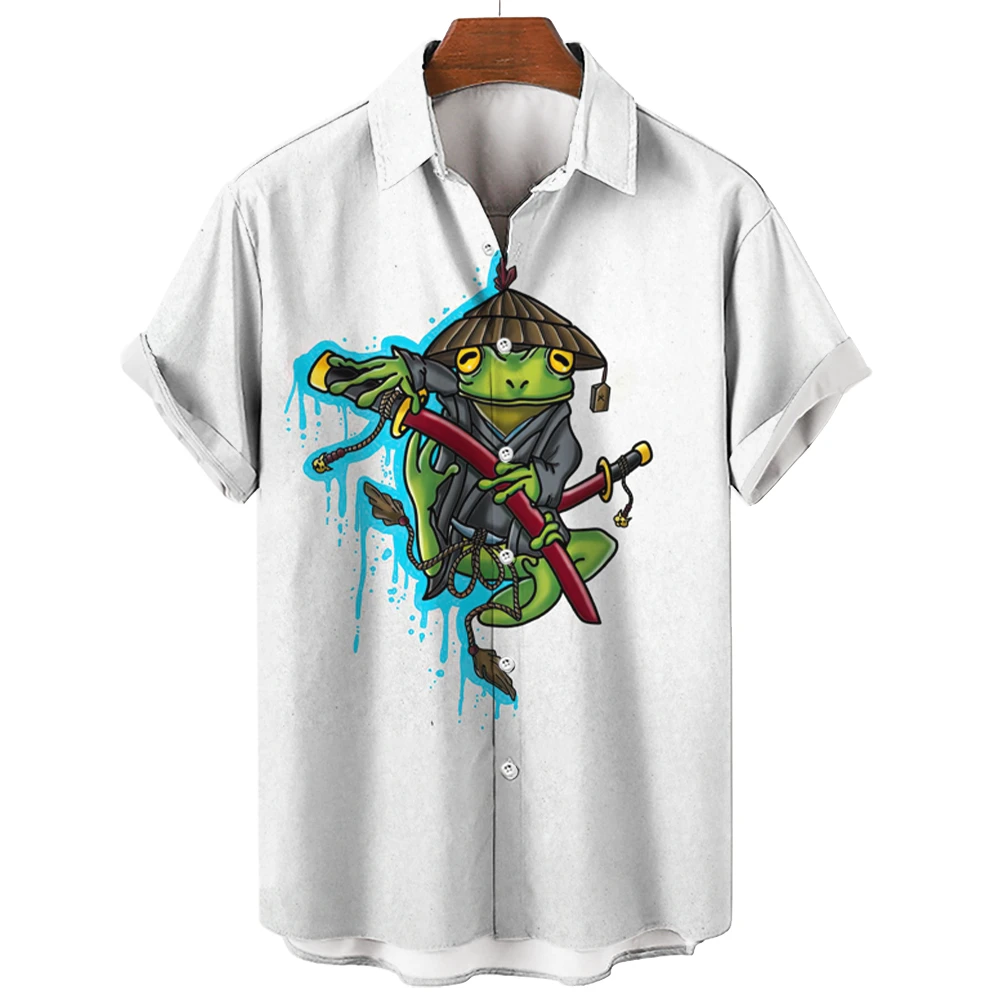 Japanese Style Frog Shirt For Men Casual Short Sleeved T-Shirt Outdoor Streetwear T-Shirt Japanese Anime Ukiyo-E Men's Clothing