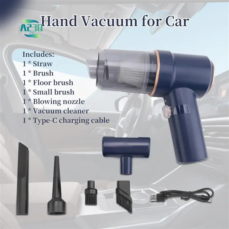 

A23Q-Handheld Vacuum 8000Pa, Portable Hand-Held Cordless Vacuum Cleaner120w Rechargeable For Car, Home, Office, Pet