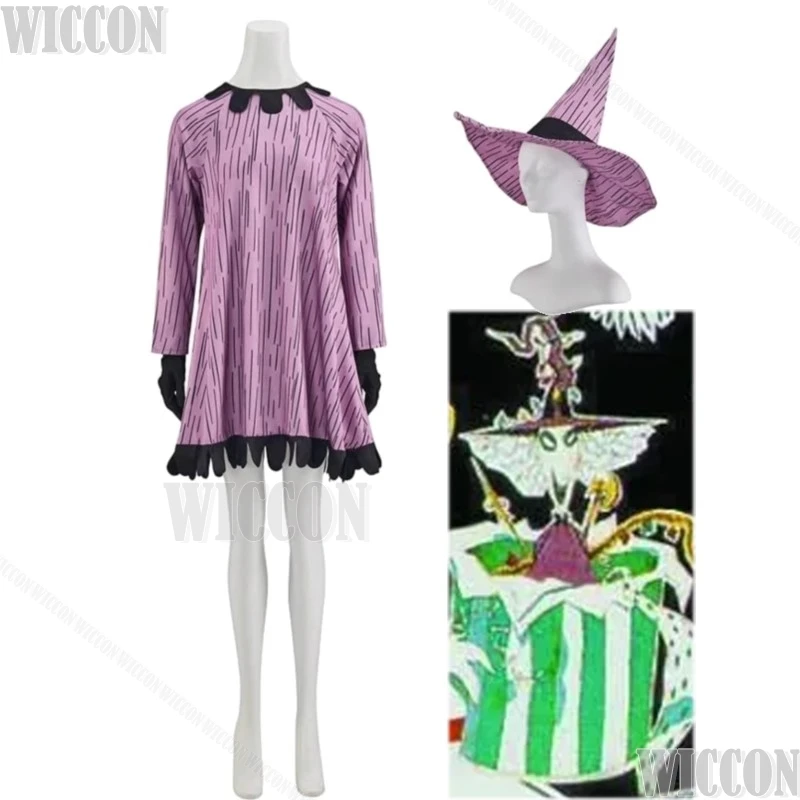 

Nightmare Witch Christmas Anime Cosplay Purple Dress Big Hat Adult Woman Girl Halloween Party Dress Goth Suit Carnival Comic Con