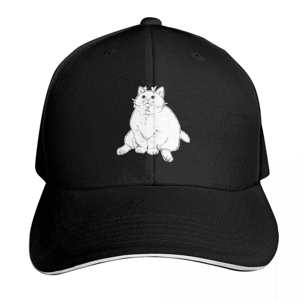 Chonky Cheeks Cat Baseball Cap Streetwear Hip Hop Trendy Vintage Retro Embroidered Lightweight Packable