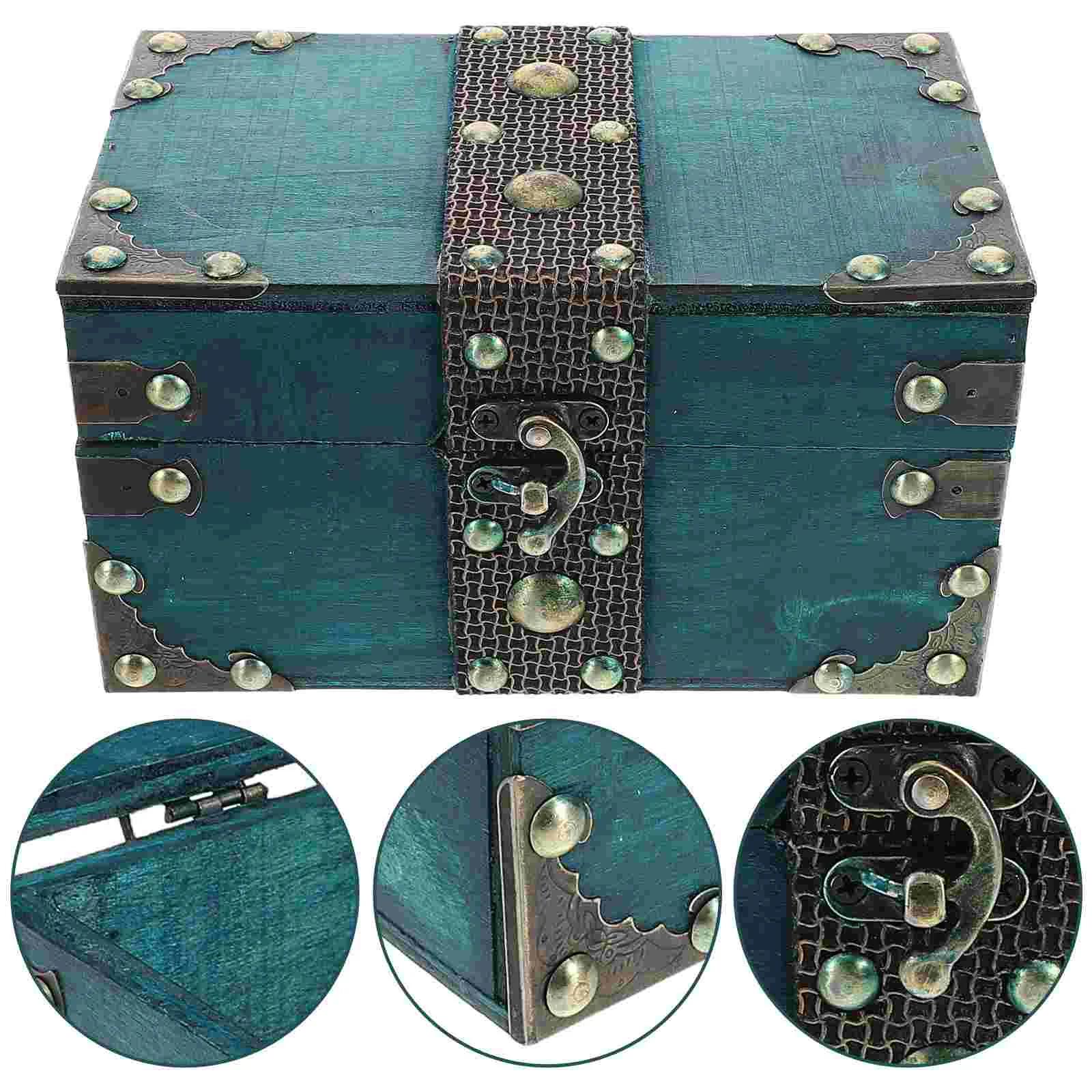 

Retro Jewelry Storage Box Vintage Wooden Chest Necklace Earrings ganizer Wood Construction Multifunctional