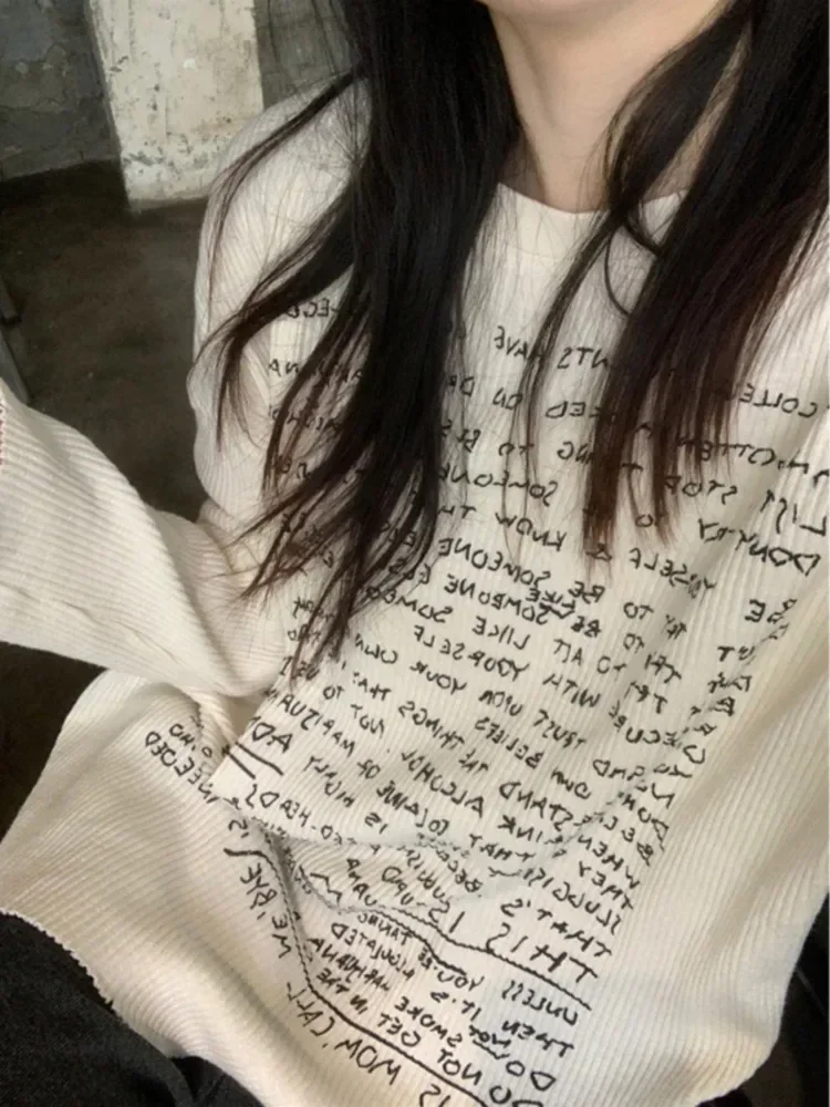 2024 Harajuku Basic Letter Print Transparent T-shirts Casual Loose All Match Tops Women Oversized Y2k Aesthetic Fashion Tees