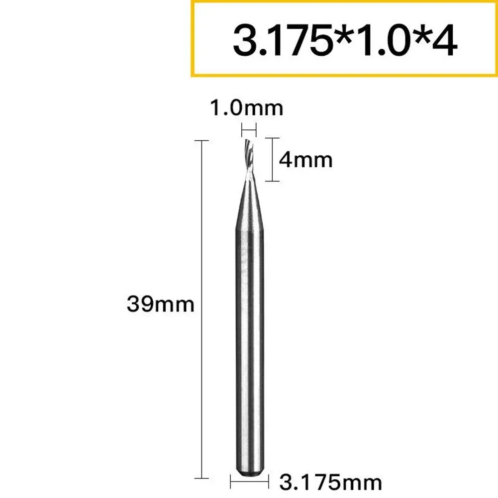 CNC Milling Cutter End Mill Accessories Replacement Single Edge Tungsten Steel Uncoated 3.175mm Handle Diameter