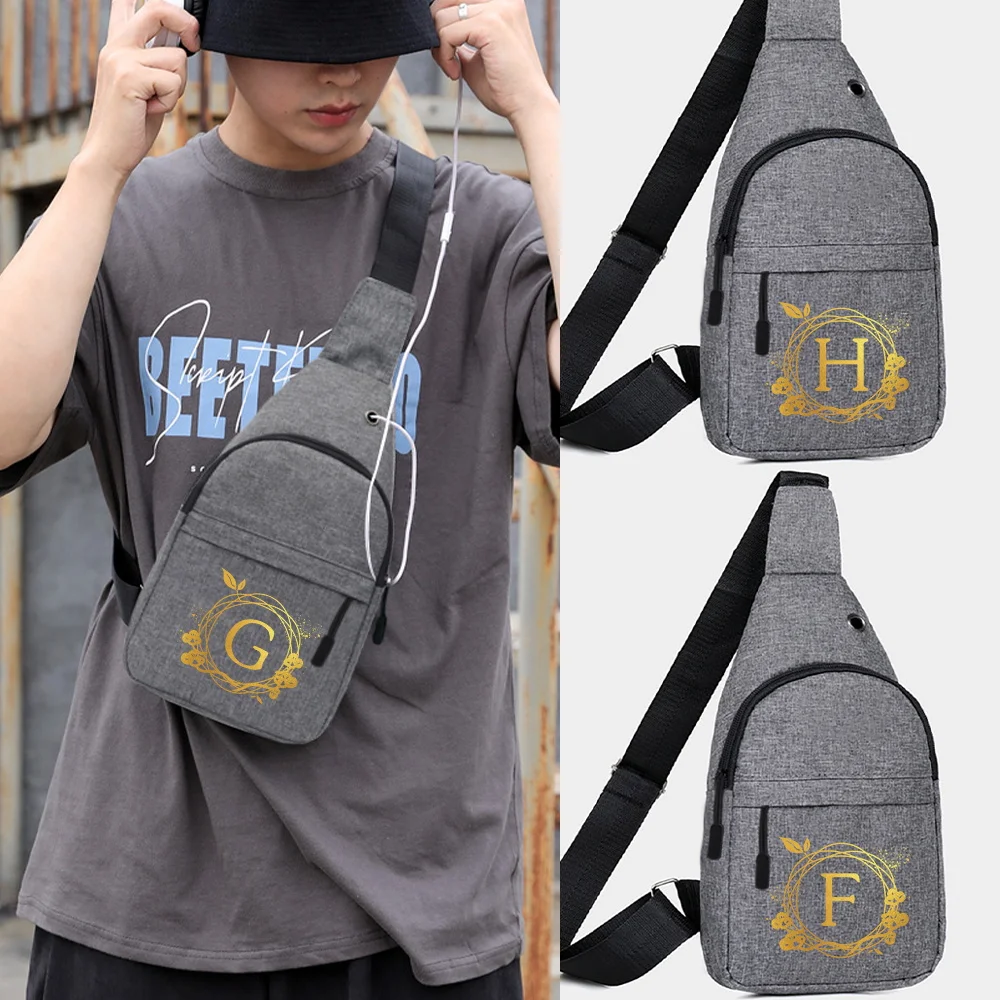 

Outdoor Chest Bag Men Short Trip Travel Carry Pack Jogging Zip Fanny Pack Pouch Wreath Letter Phone Sling Bag Fashion Waist Bag