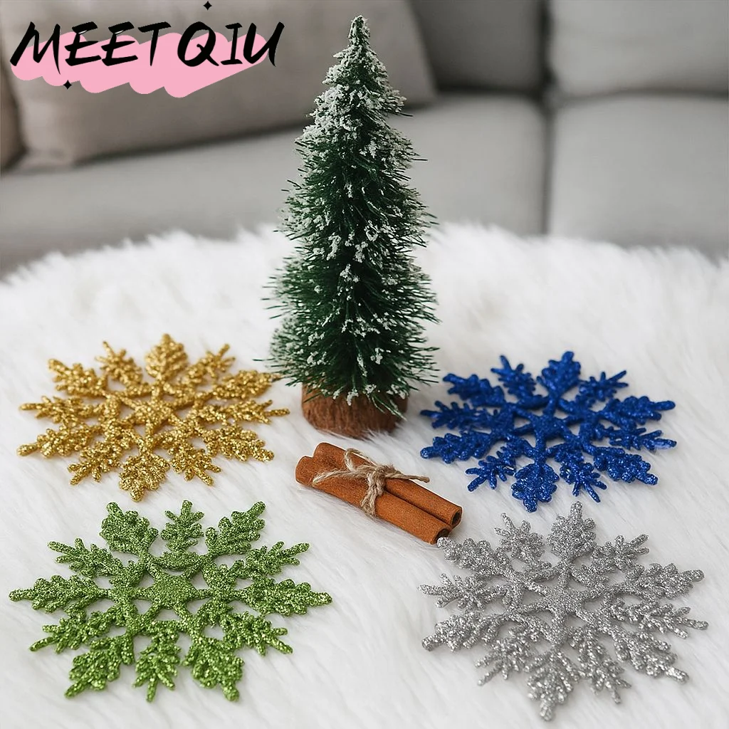 

12Pcs 7.5cm Vivid DIY Craft Charming Hanging pendant Glitter Snowflake Festival Decoration Christmas Tree Decor Party Ornaments