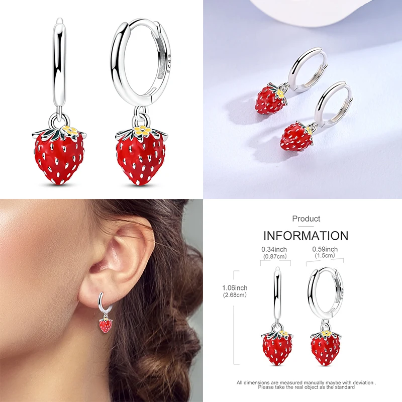 Earrings For Women 925 Sterling Silver Hoop Earrings Diamond Love Heart Lock Peach Heart Earrings Beautiful Gift