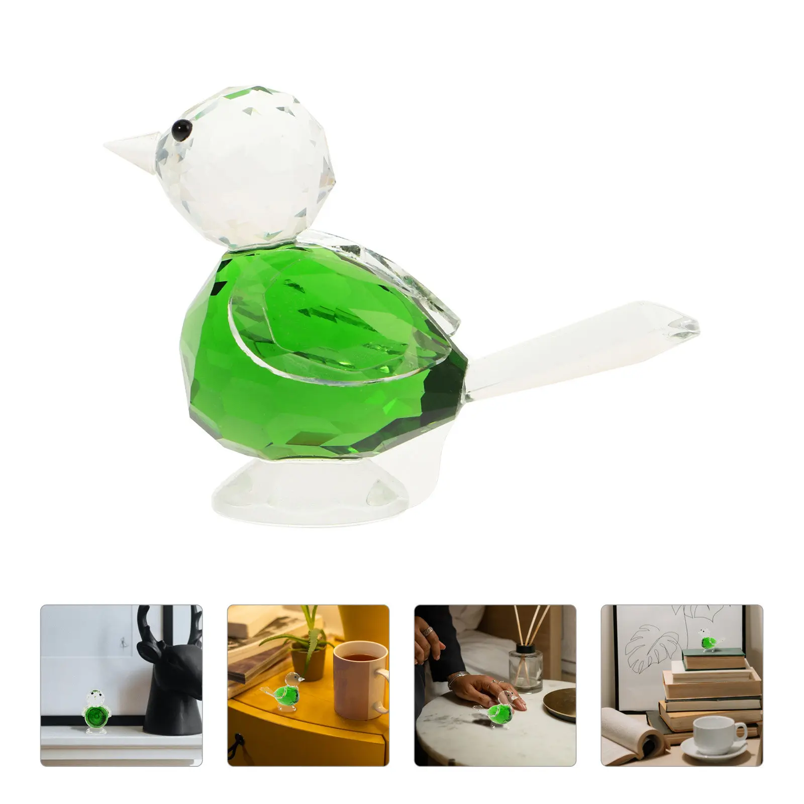 1Pcs Lightweight Glass Craft Little Bird Decor Fine Detail Workmanship Comfortable Touch Living Room Bedroom Desktop Ornament
