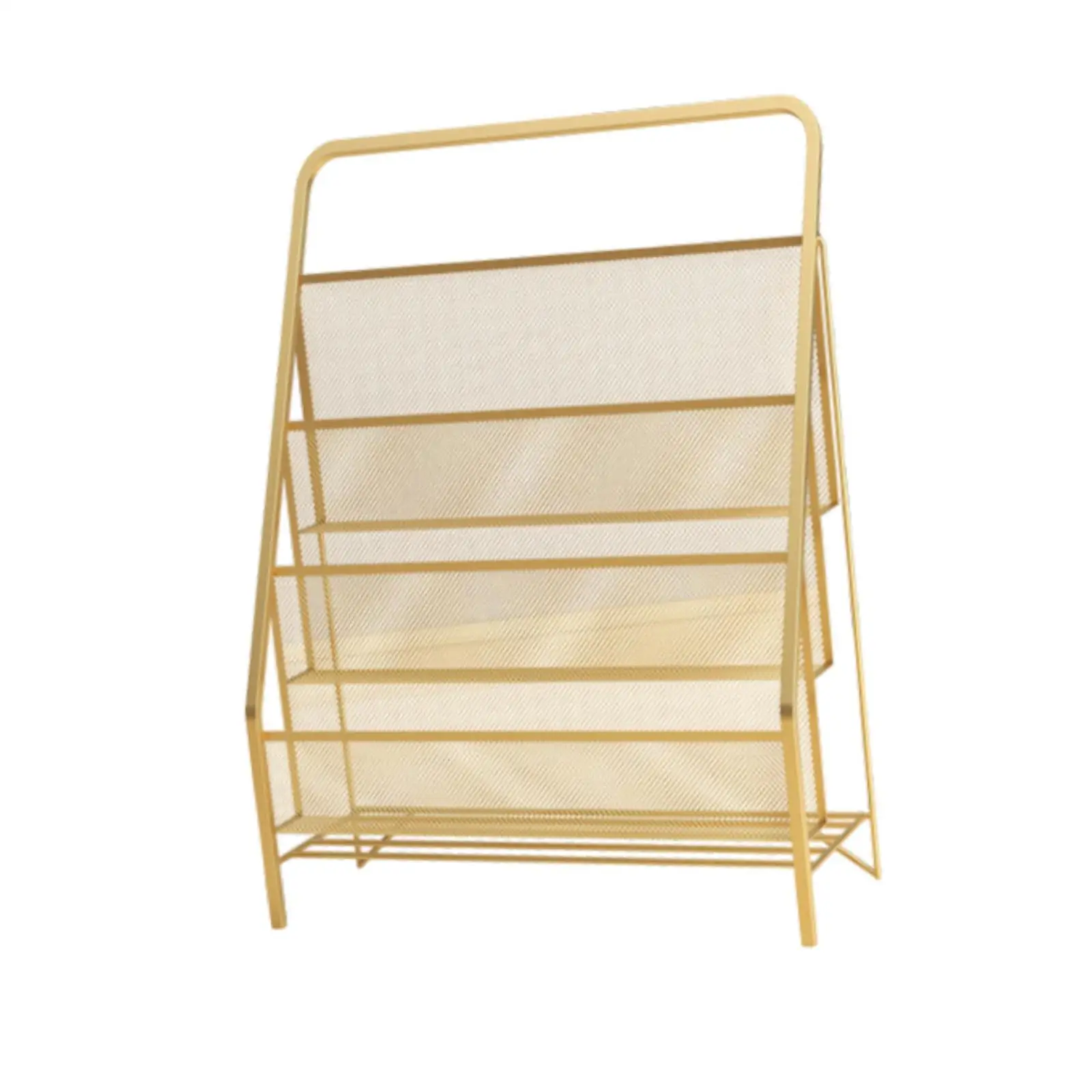 Toddler Bookshelf Metal 3 Tier Sling Display Stand Smooth Edges Safe Storage for Picture Books in Nursery and School