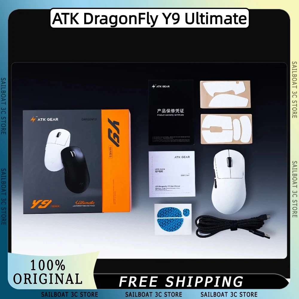 

ATK DragonFly Y9 Ultimate Right-Hand Wireless Gaming Mouse PAW3950 Ultra Dual 8K 42000DPI 750IPS 55g Lightweight Ergonomic Mouse
