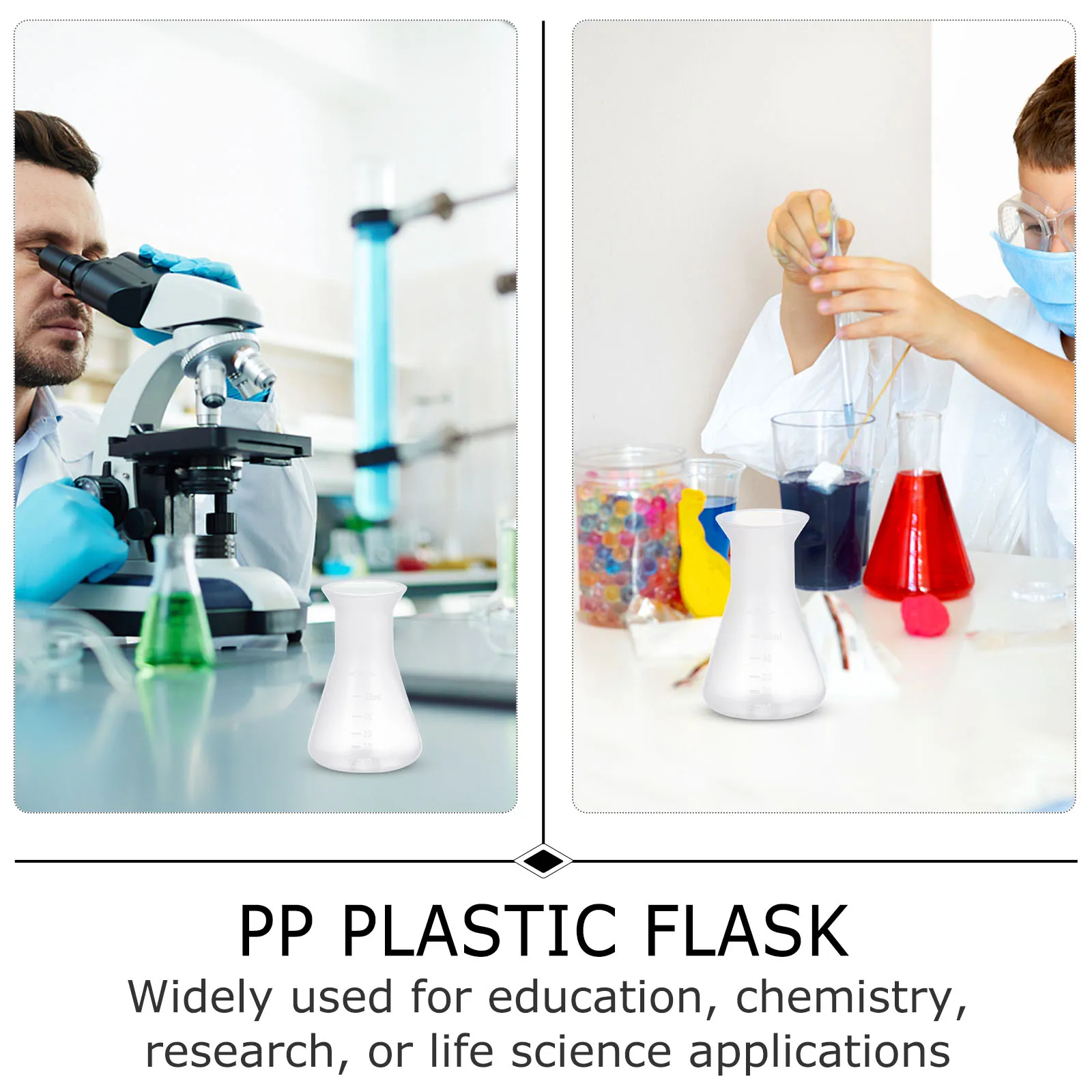 

5 pcs Plastic Flask Lab Flasks Conical Chemistry Transparent Solid Base Accurate Measurement for Education Research