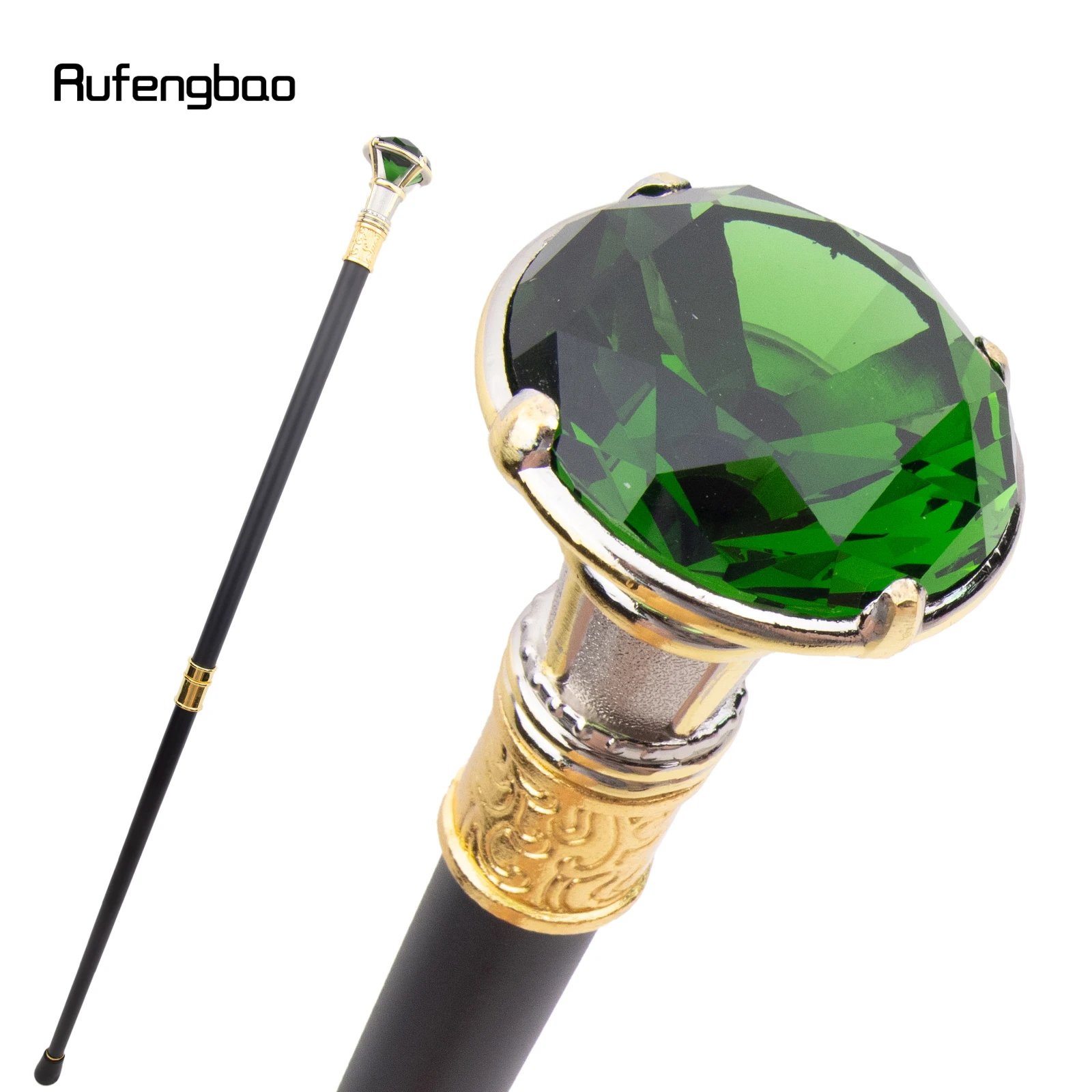 Groene Diamant Type Gouden Witte Wandelstok Mode Decoratieve Wandelstok Gentleman Elegante Cosplay Riet Knop Crosier 90cm