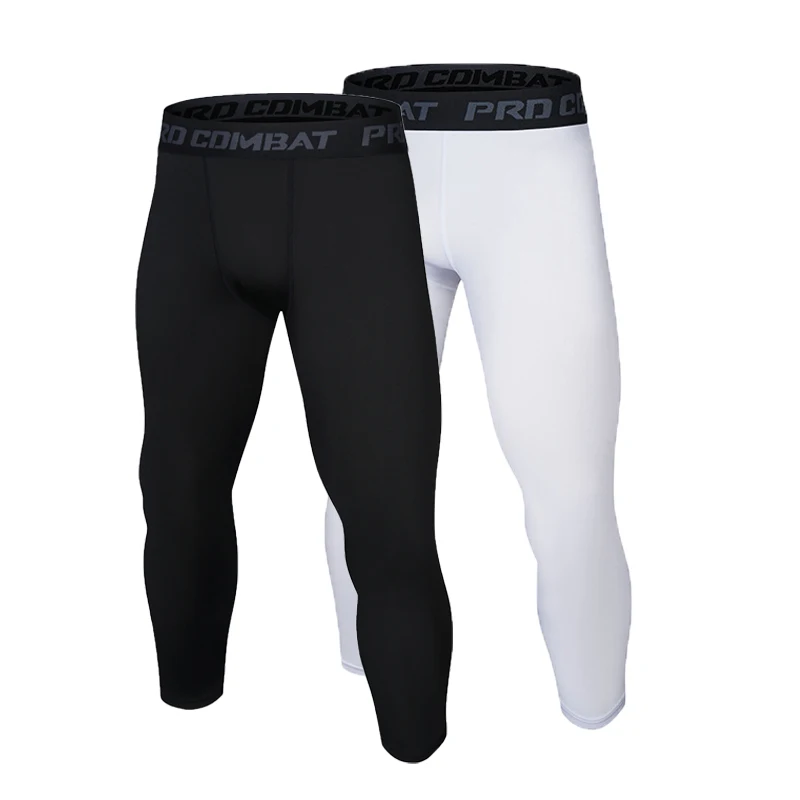 Men's black and white sports leggings coolquick drying leggings leggings running pants basketball exercise shorts activity short image 3
