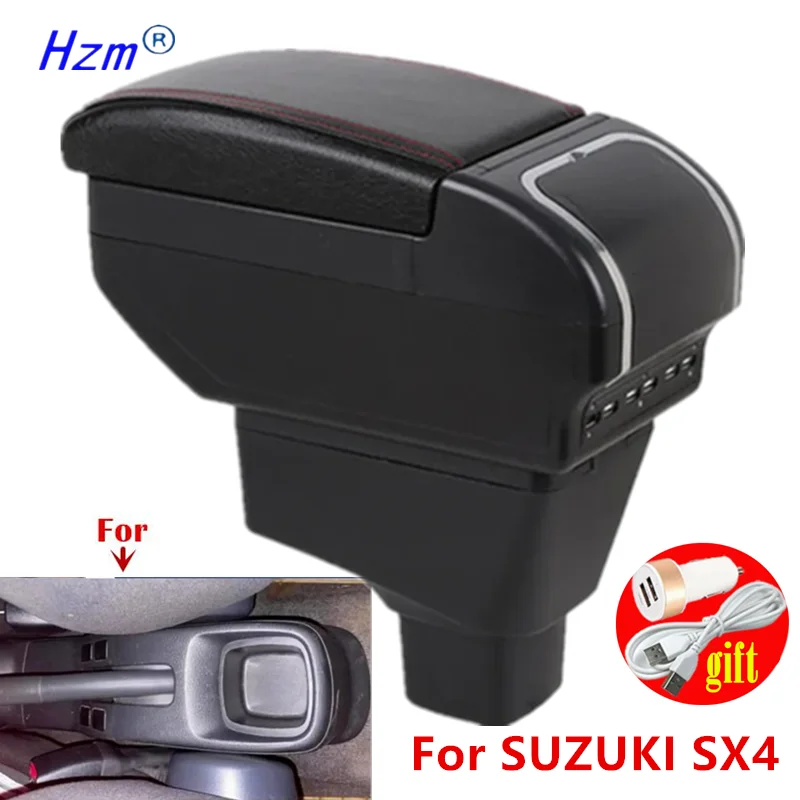 Für SUZUKI SX4 Armlehnenbox Für SUZUKI SX4 Auto-Armlehnen-Aufbewahrungsbox Getränkehalter Innenraum-Spezifische Nachrüstteile Auto-Zubehör