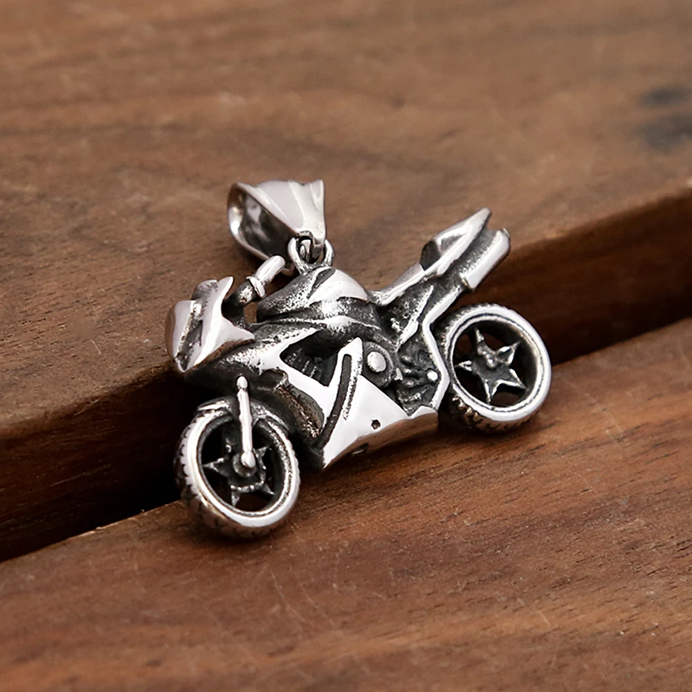 Vintage Unique Motorcycle Pendant Necklace for Men Boys Punk Hip Hop Cool Stainless Steel Knight Jewelry Gifts Dropshipping