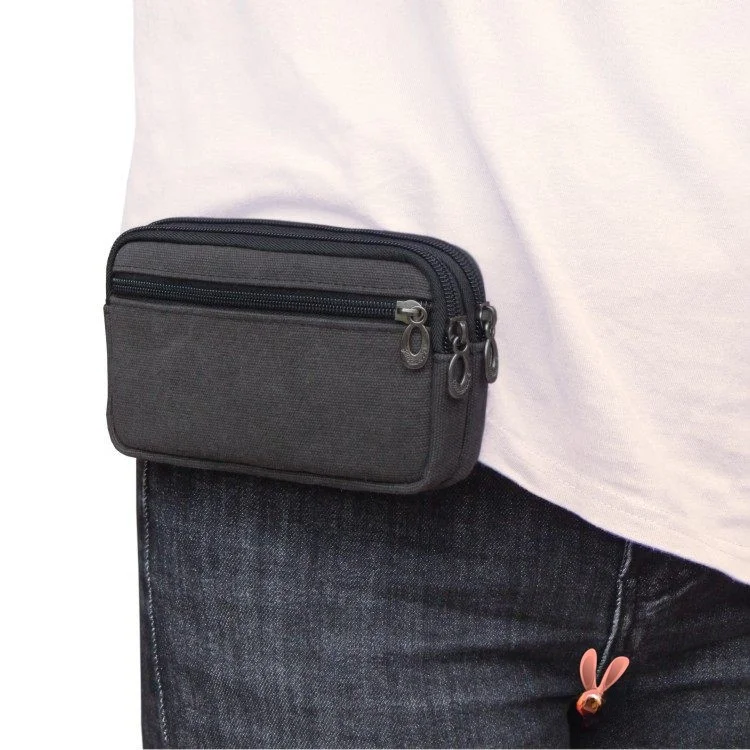 

Canvas Belt-Style Mobile Phone Bag for Men And Women Construction Site Universal Large Screen Smart Phone Crossbody Waist Bag