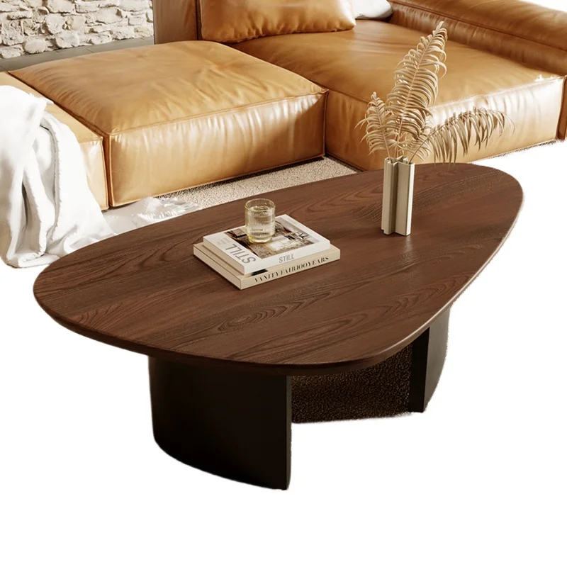 

Medieval special-shaped solid wood coffee table living room modern simple light luxury black triangular tea table