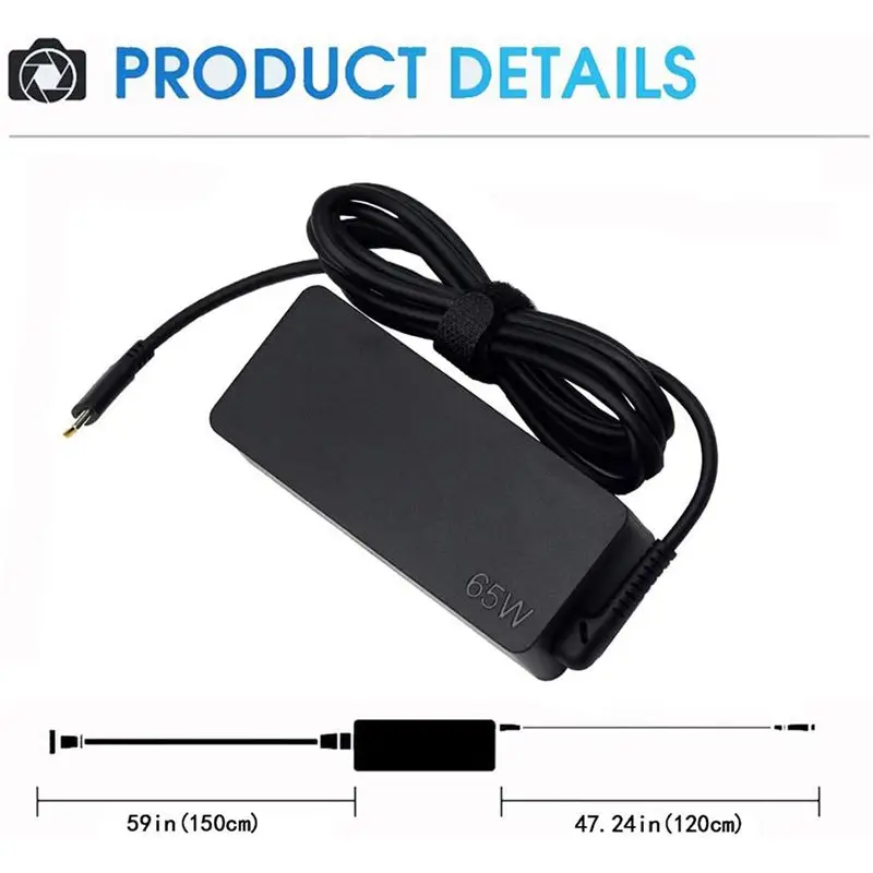 Efficient 3X 65W USB Type C Laptop For Lenovo Chromebook 100E Thinkpad T480 T580 Yoga C930 Adapter Power Cord,US Plug