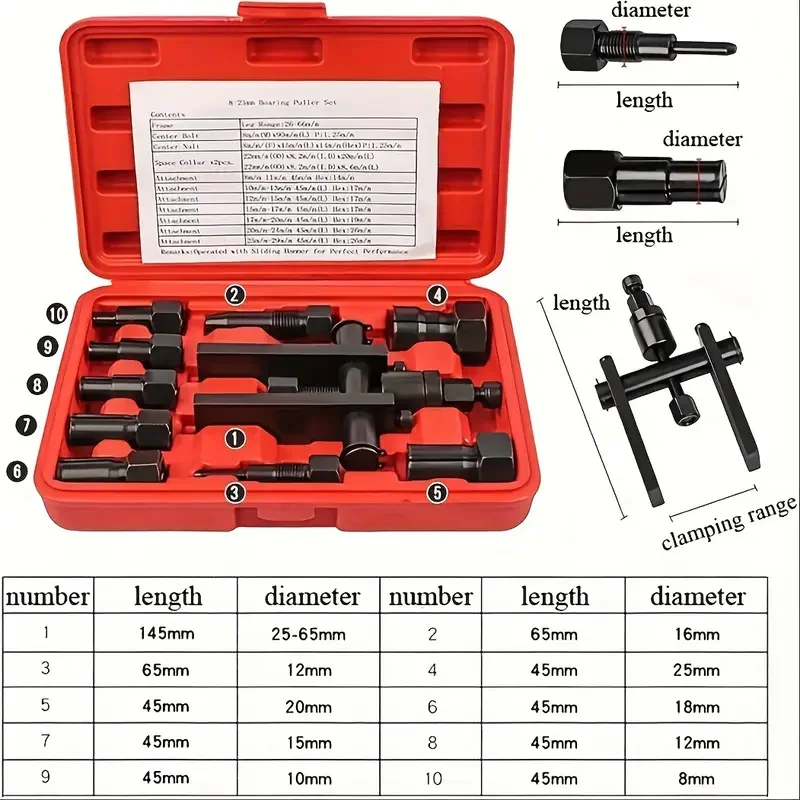 10pcs Practical Bearing Puller Motorcycle Bearing Removal Tool Puller with Box Motorcycle Internal Bearing Puller Kits image 5
