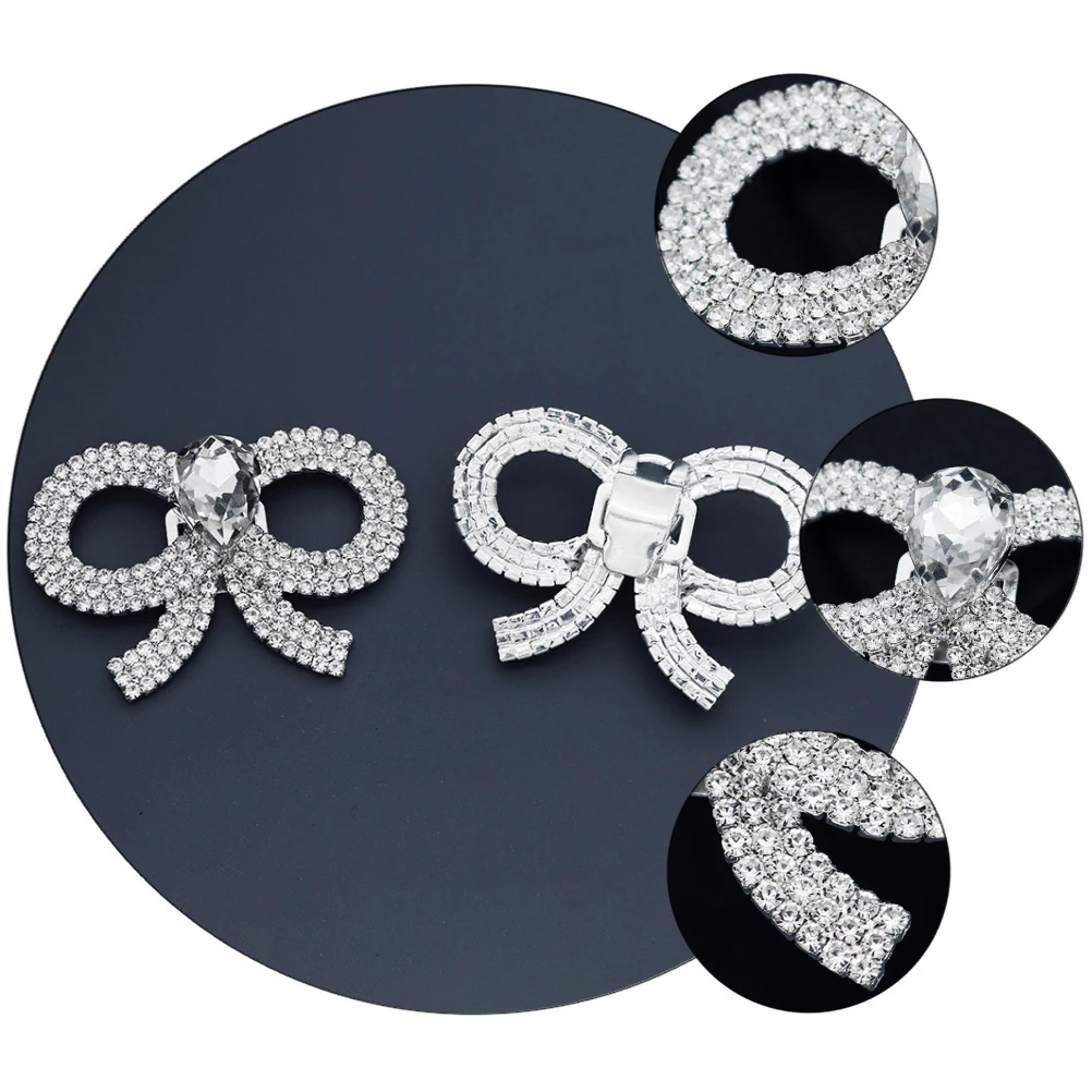

Bowknot Shoe Buckle High Heel Jewelry Clip Crystal Alloy Rhinestone Decorative Charms for Pumps Banquet Flat Sandals Shoe Clips