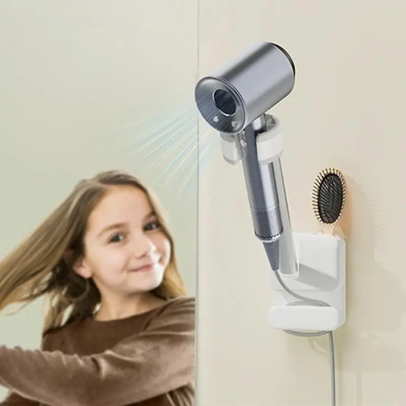 Hair Dryer Storage Rack Waterproof Adjustable Hair Dryer Stand Multifunctional Bathroom Hair Dryer Rack Hands-Free Holder Stand