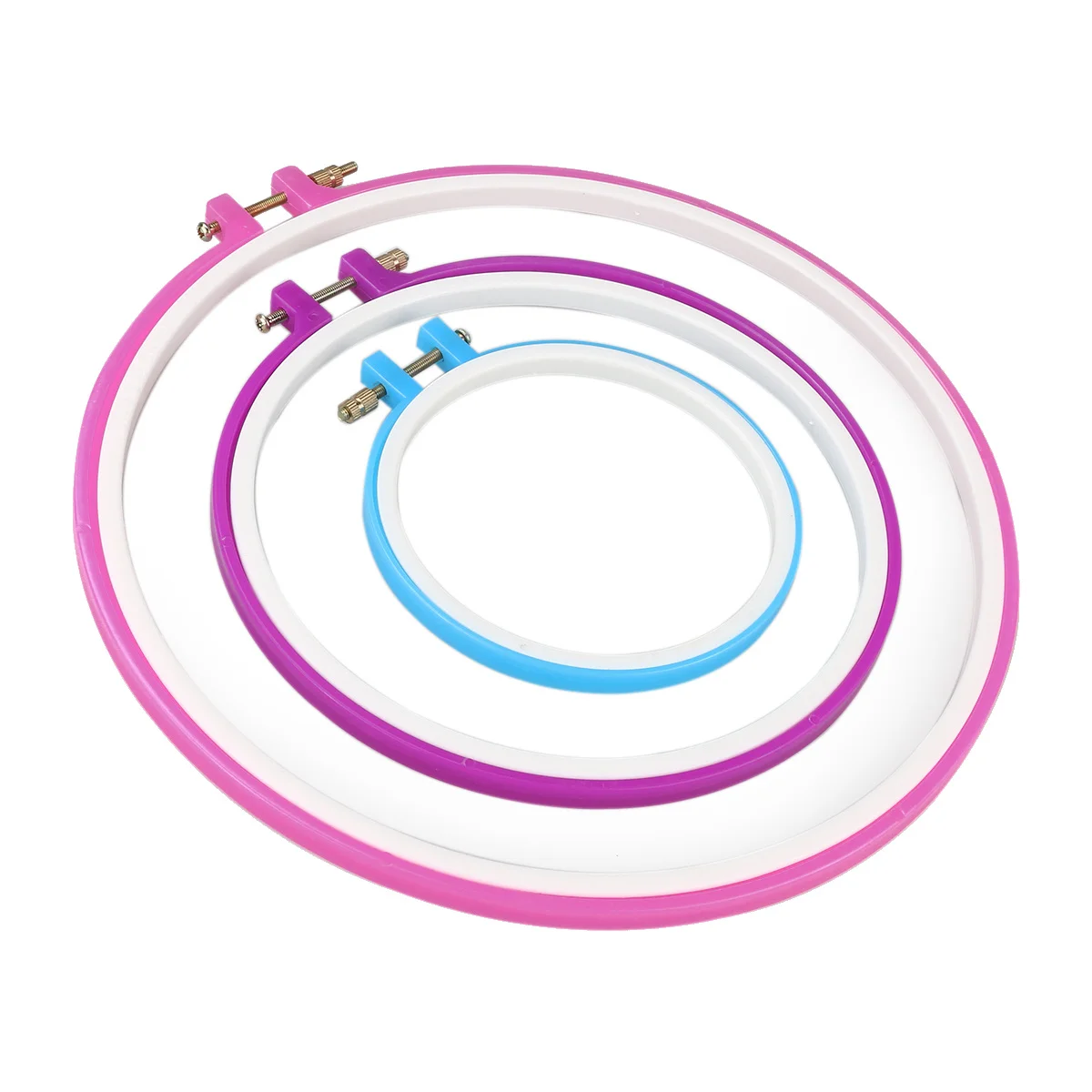 

5Pcs Embroidery Hoop Tools Plastic Set 12.7cm 16.5cm 20Cm 24Cm 27.2cm Random Color for Cross Stitch Needle Art Fabric Painting