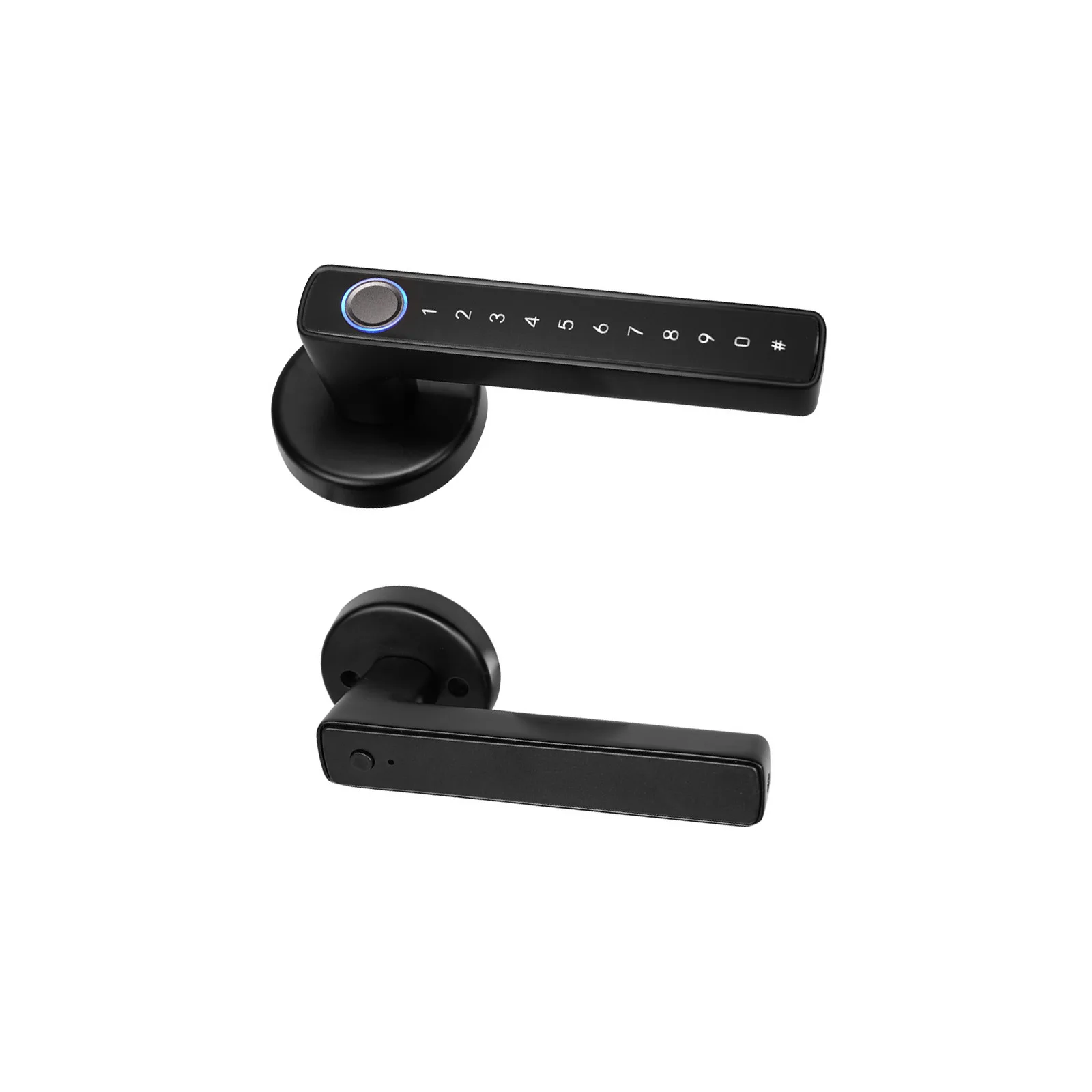Smart Fingerprint Door Handle Lock for Tuya Ecosystem with Password Entry Remote APP Control Fingerprint and Key Fallback