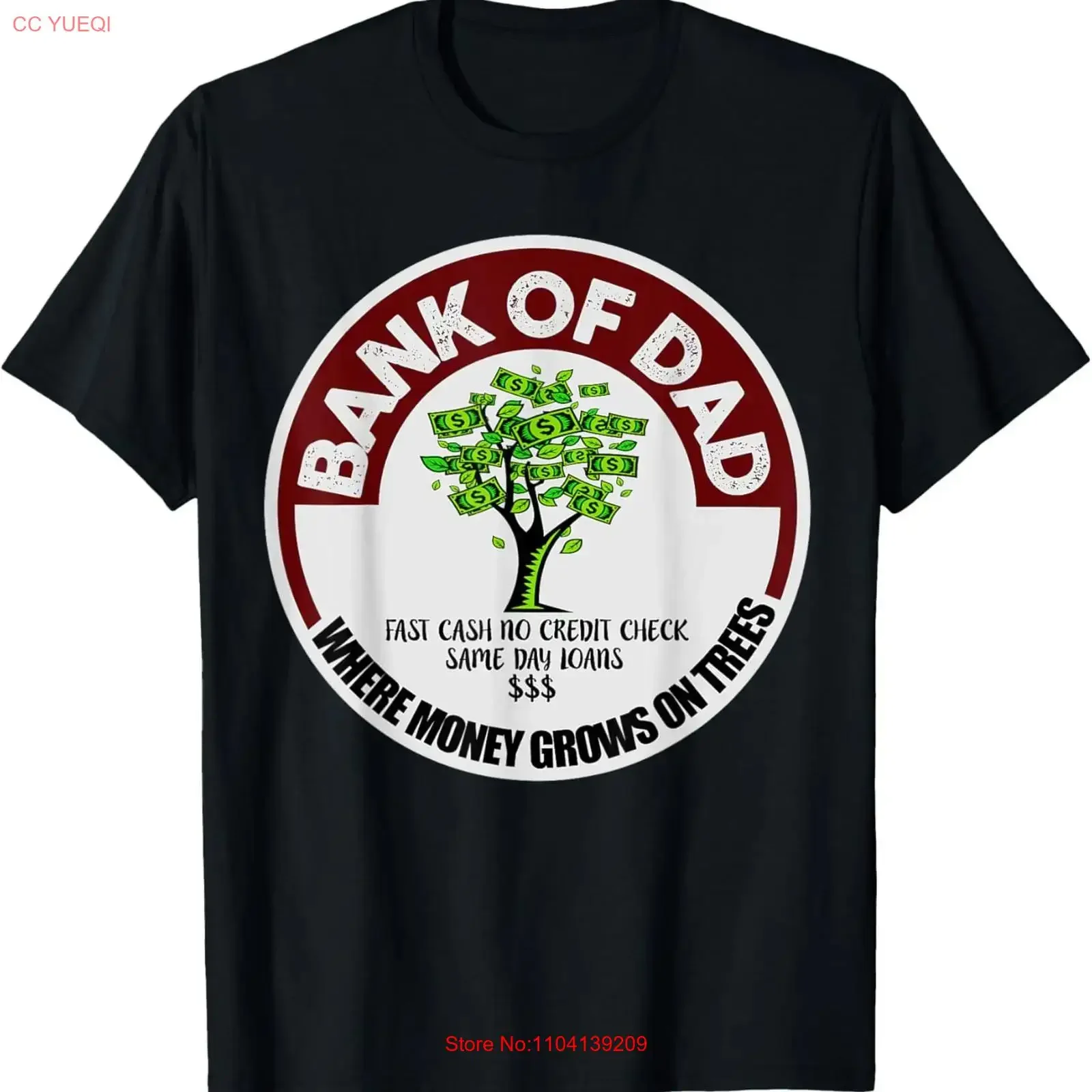 T Shirt Dad Father Bank Fast Cash No Credit Check vintage Washed Versatile Slightly Casual streetwear graphic designer clothes