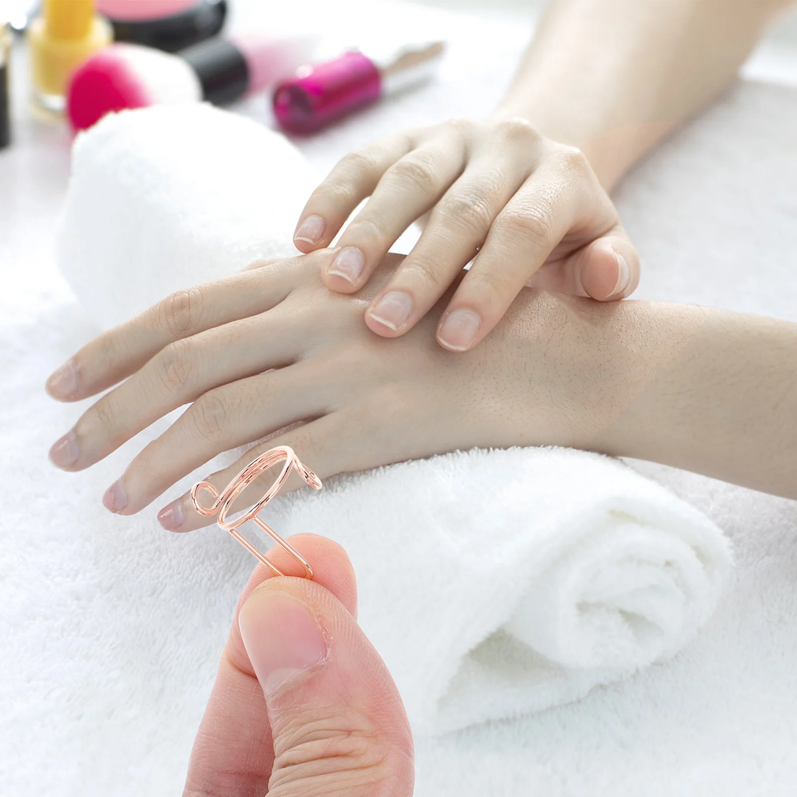 10개 네일 링 조절 가능한 금속 손가락 끝 링 세트 인조 손톱용 탈부착 가능 재사용 가능한 매니큐어 장식 키트