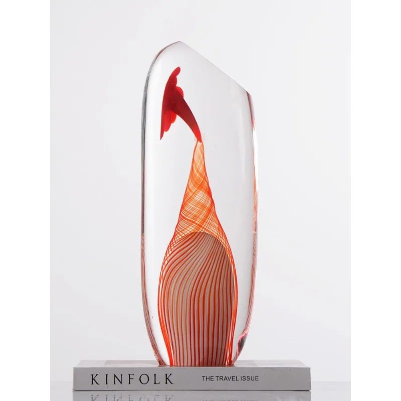 

Horn flower light luxury simple high-end glass ornament table decoration ornament