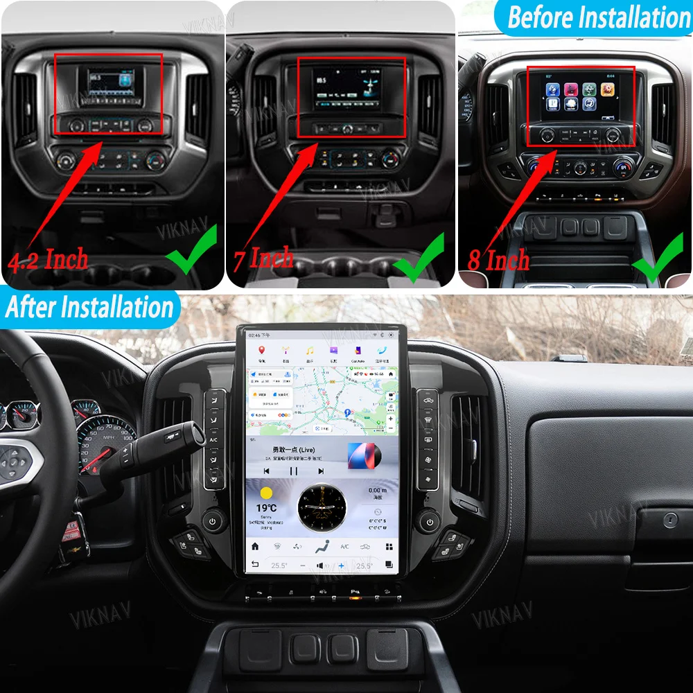 Viknav Car Radio For Silverado / GMC SIERRA 2013-2018 Wireless Carplay GPS Navigation Auto radio Android Head Unit