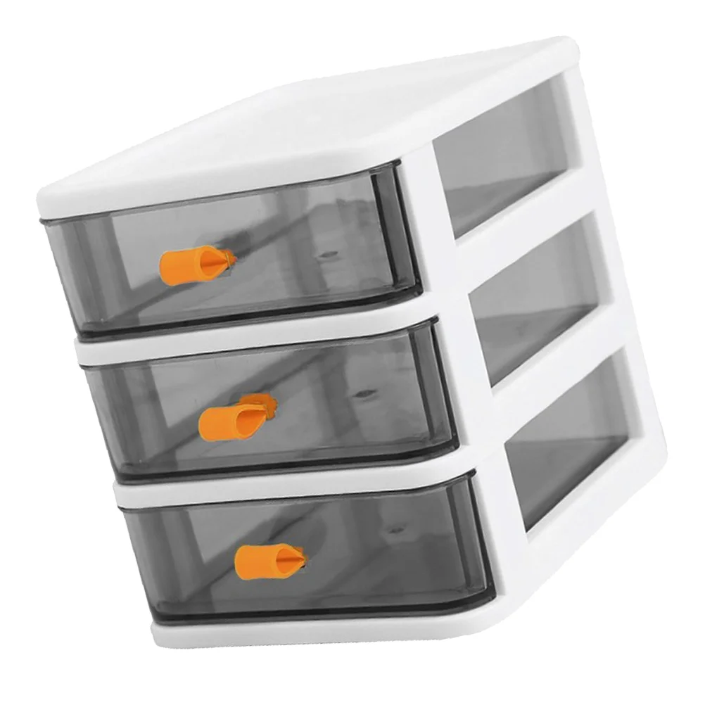 Three Tier Lockers Multi-layer Storage Case Household Tray Desktop Box Visible Container Office