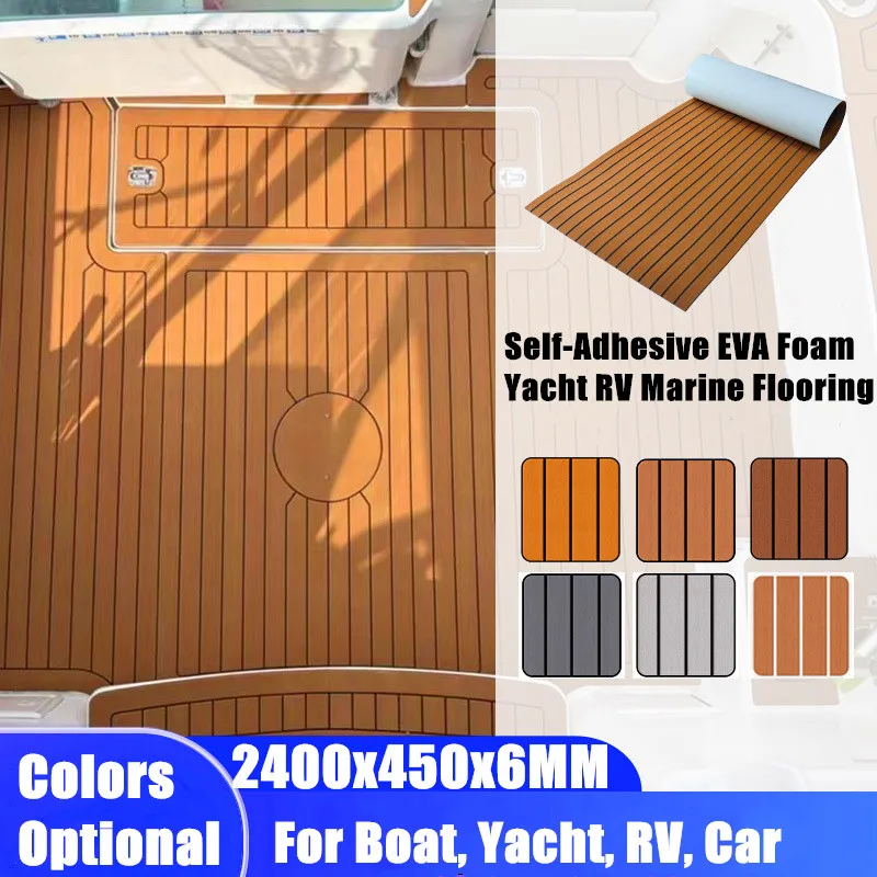 

Boat Flooring Eva Foam Mat Deck Sheet Marine Yacht Teak Decking Sheet Adhesive Carpet Decking Pad Anti-Skid 2400x450x6MM