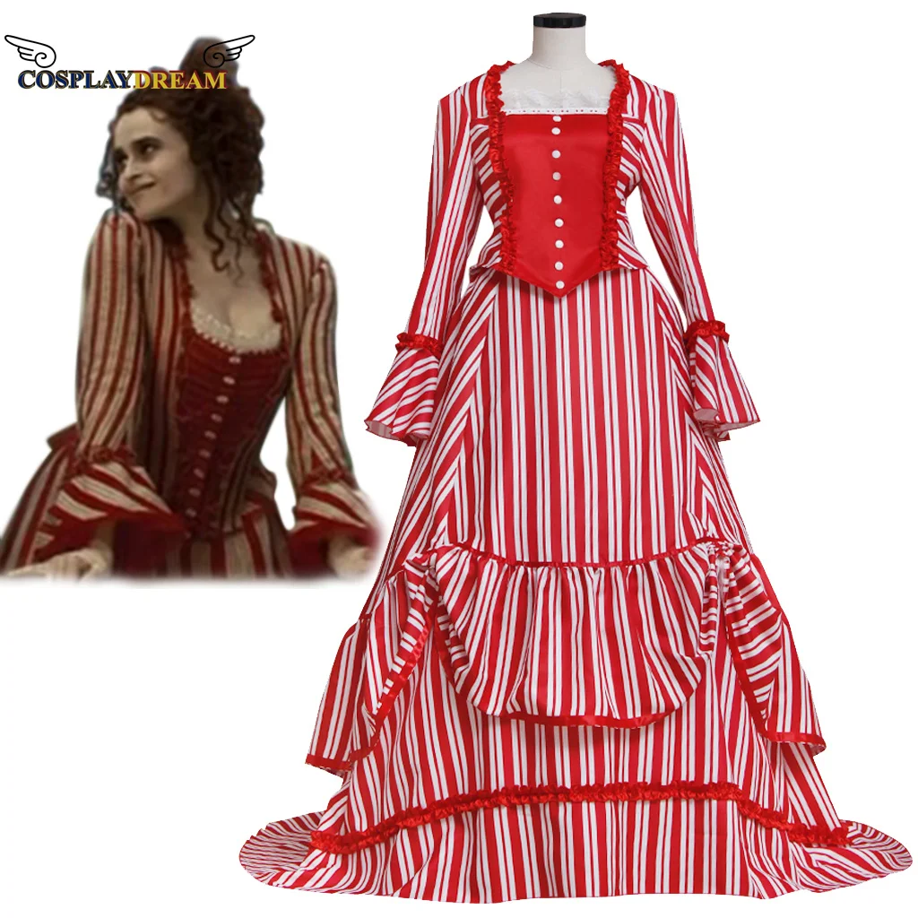 Sweeney Todd Mrs. Lovett's Red Striped Dress cosplay Costume medieval victorian ball gown halloween cosplay costume