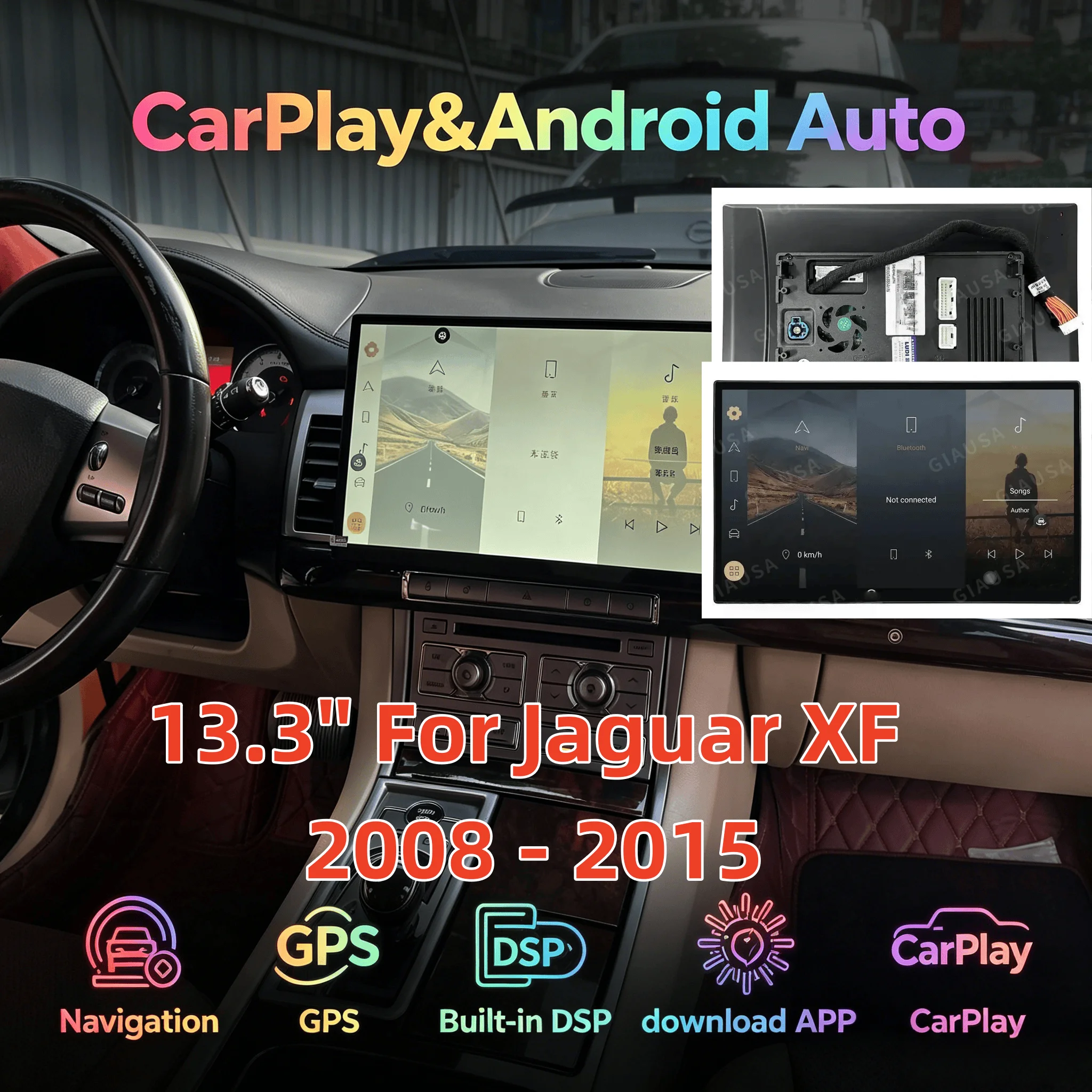 Pantalla táctil de 13.3 pulgadas para Jaguar XF 2008-2015, reproductor CarPlay Android, GPS, navegación, estéreo para auto, unidad principal multimedia con video, 4G