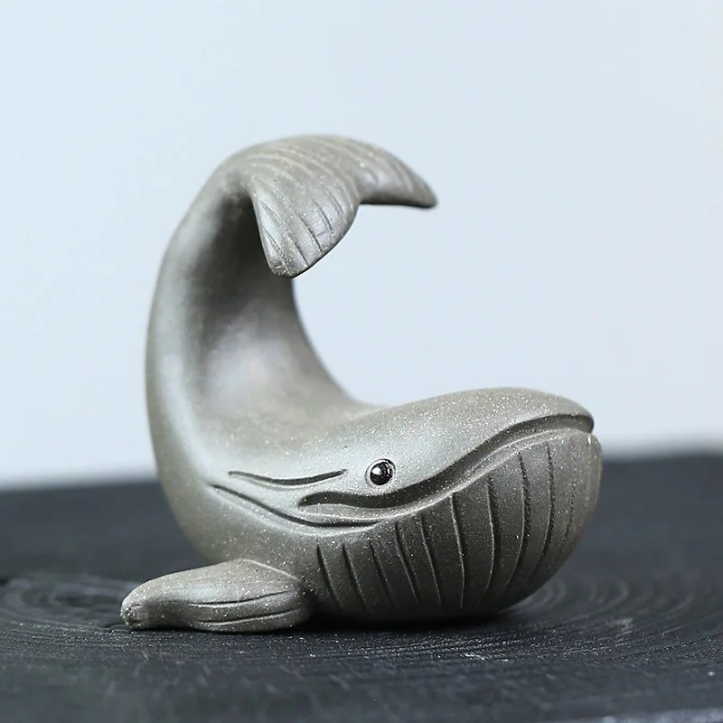 Yixing Zisha Tea Pet Whale Ornament Teapot Lid Holder Pen Stand Sculpture Tea Set Accessories Ceramic Can Raise Goldfish