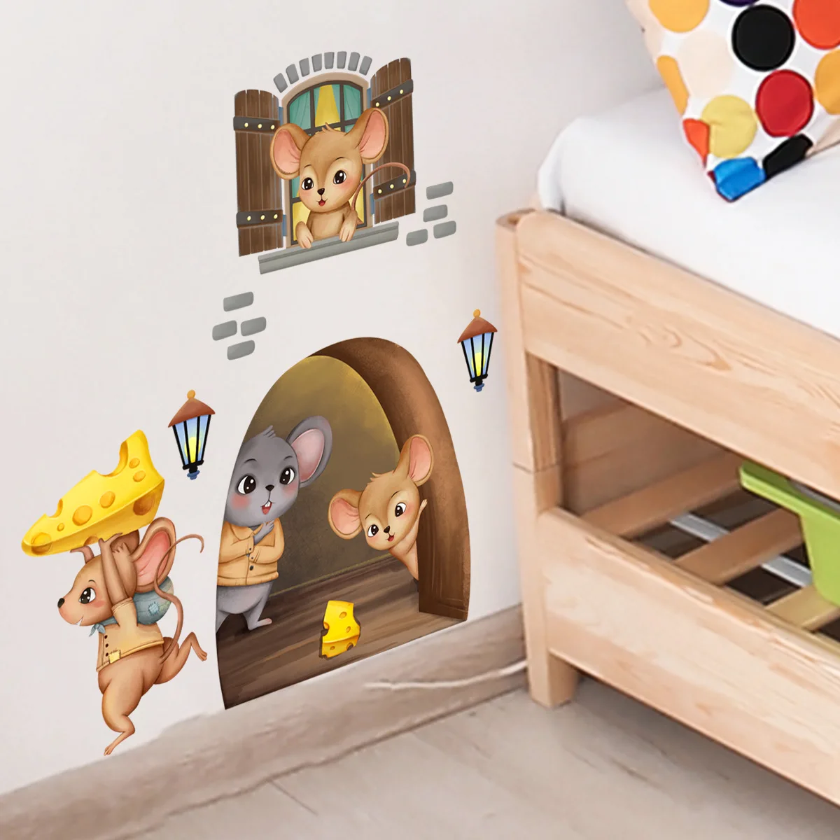 Cute Mouse Wall Sticker Living Room Wall Edge Home Decoration Mural For Kids Bedroom Wallpaper Removable Funny Rats Decals