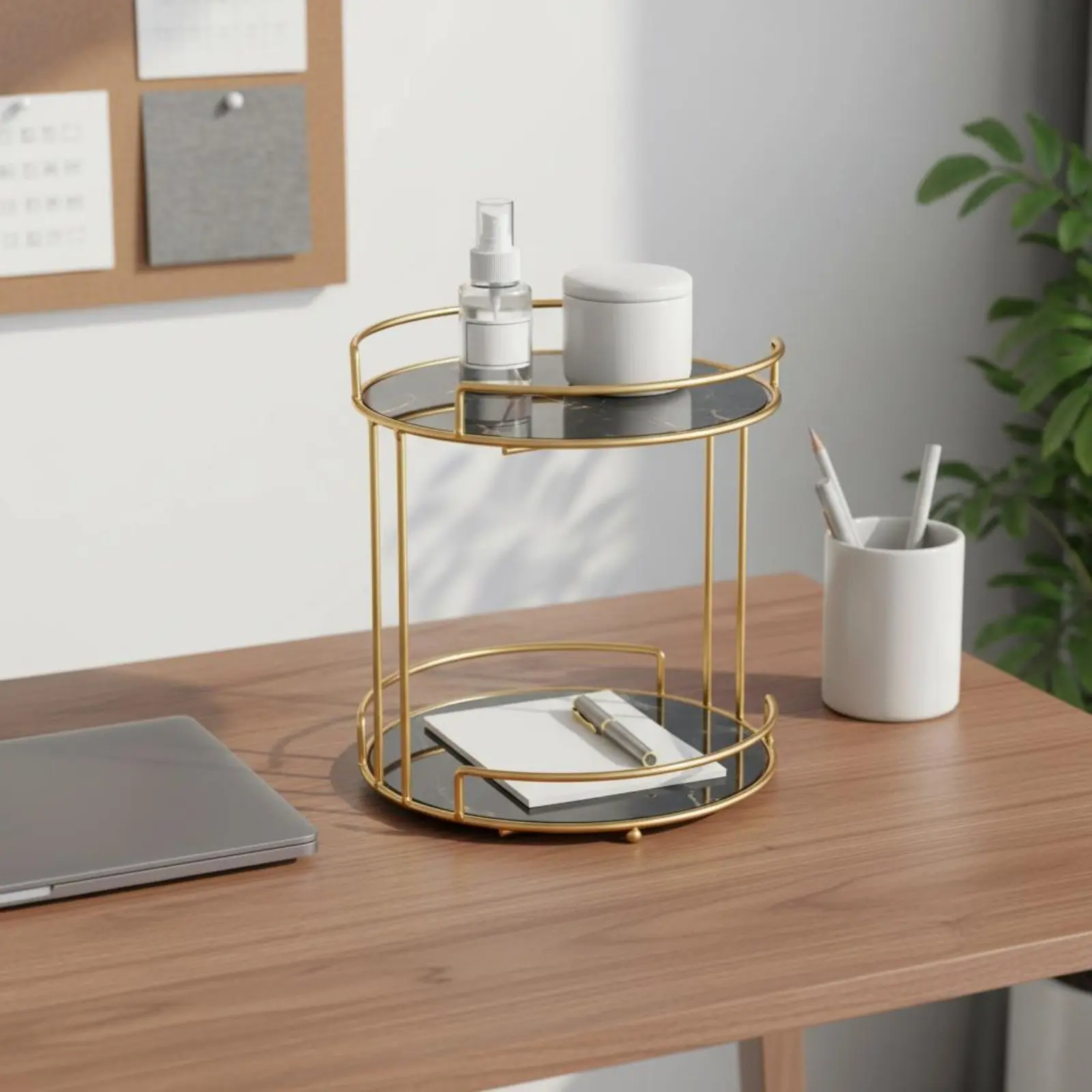 

2-Tier Makeup Organizer Space-Saving 2 Tier Cosmetic Organizer Nordic Design Desktop Shelf Multi-Functional for Dressing Table