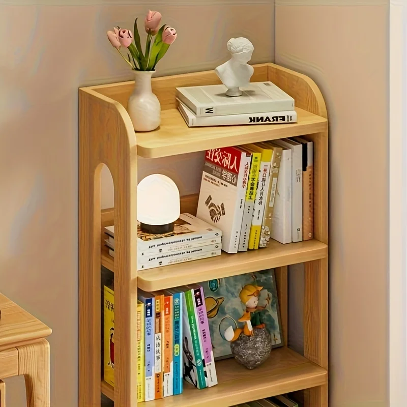 

1PC Freestanding Home Floor Bookcase Compact Narrow Cabinet Saves Space Multi-functional Shelving Unit for Books, Storage