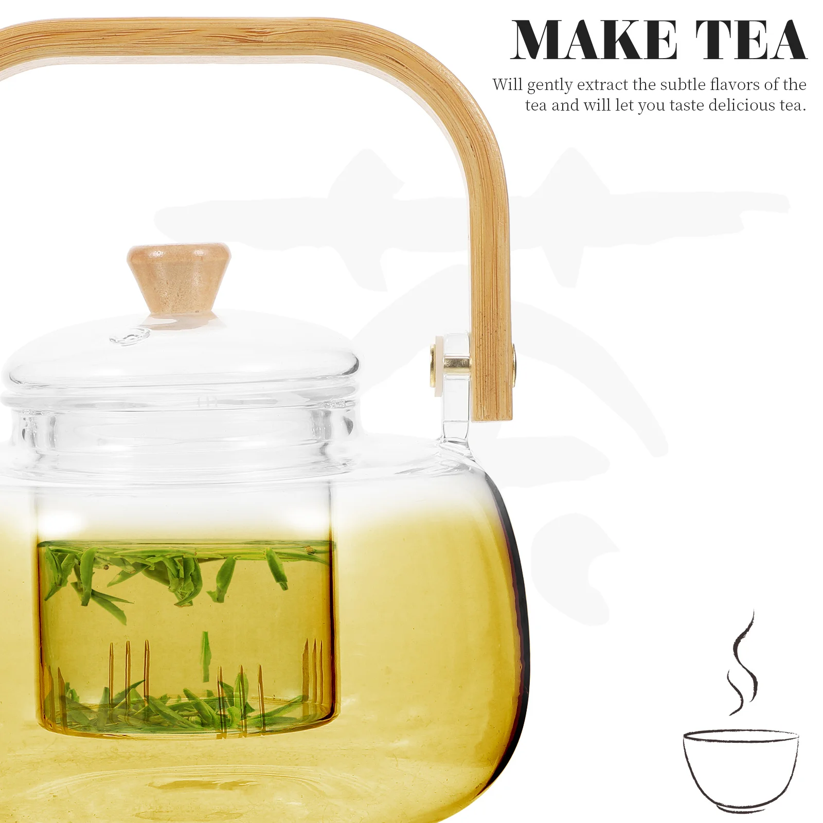 

Wood Handle Glass Pot High Temperature Resistant Clear Teapot With Infuser For Home Office Household Tea Kettle Stove Top Glass