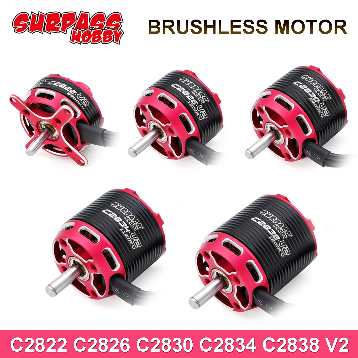 Surpass Hobby Brushless C2822 C2826 C2830 C2834 C2838 V2 Motor 3.0/4.0mm Schaft für RC Flugzeug Starrflügler Multicopter Drohnen-Ersatzteil
