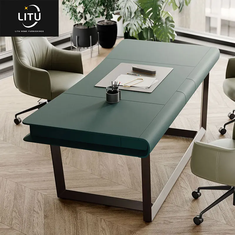 Modern Luxury Leather Desk Solid Leather Finish Home Office School Living Room Hotel Hospital Warehouse Use