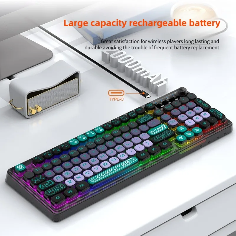 

Wireless Bluetooth Mechanical Gaming Keyboard RGB Backlit Hot Swap Shaft for Laptop Desktop Computer Gamer Typist Office Staff