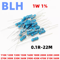 50PCS 1W 1% Metal Film Resistor 110K 120K 130K 150K 160K 180K 200K 220K 240K 270K 300K 330K 360K 390K 430K 470K 510K 560K ohm