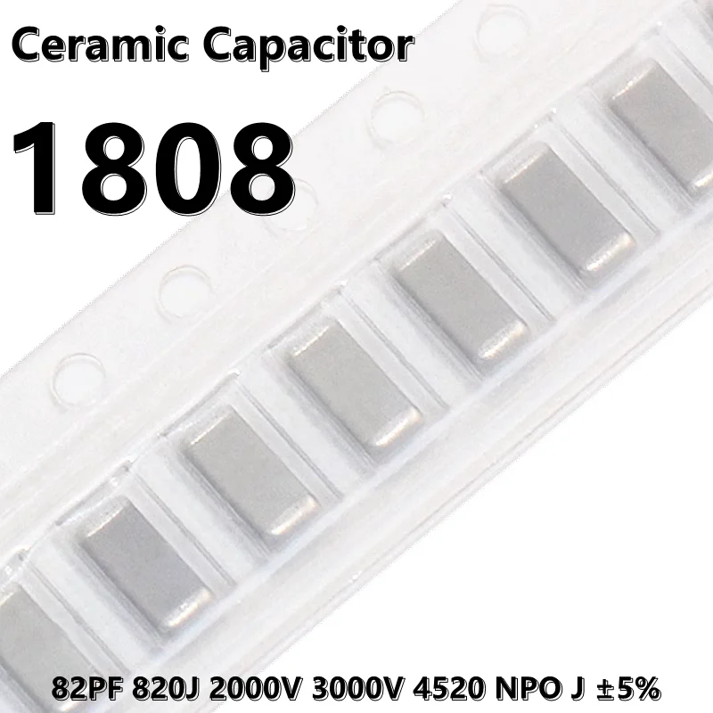 ตัวเก็บประจุเซรามิก1808 82PF 820J 2000V 3000V 4520 NPO J 5% ± 4520 SMD 10ชิ้น