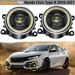 2 Pieces 30W Car Front LED Lens Fog Light Angel Eye DRL Daylight H11 For Honda Civic Type R 2016 2017 2018 2019 2020 2021
