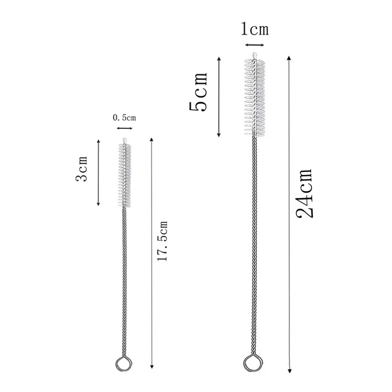 10PCS Trinken Stroh Reinigung Pinsel Kit Stroh Rohr Rohr Reiniger Nylon Edelstahl Langen Griff Reinigung Pinsel für Stroh werkzeug – Detail 2